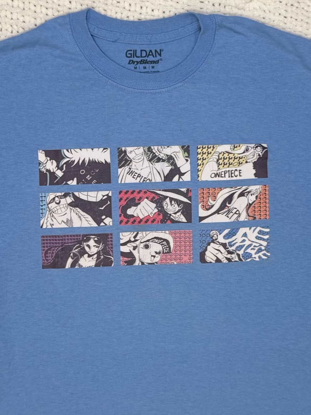 Vintage One Piece Anime Character Grid Graphic Tee